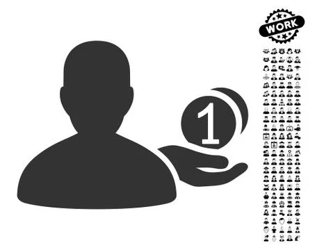 Panhandler Icon with Men Bonus Stock Illustration