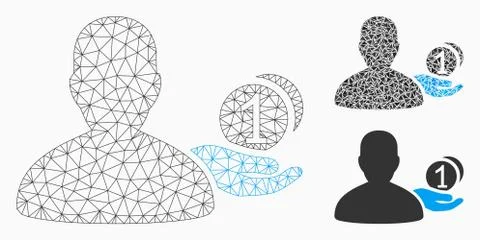 Panhandler Vector Mesh Carcass Model and Triangle Mosaic Icon Stock Illustration