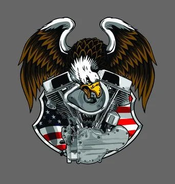 Panhed engine and eagle vector template Stock Illustration