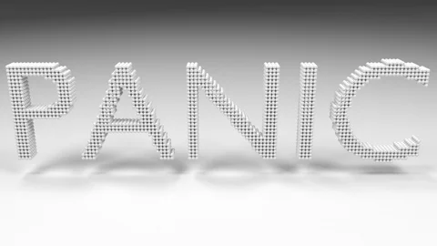 PANIC - 3D Text. Mosaic of little spheres Stock Footage 127828964