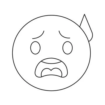 Panic and Fear Expression Vector Outline with Open Mouth for Anxiety Awaren.. Stock Illustration