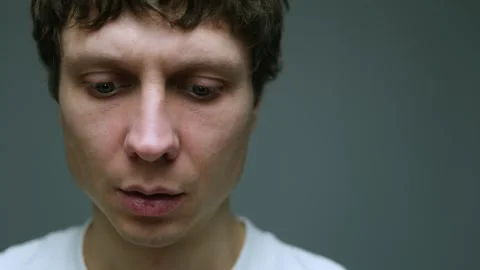 Panic anxiety breathing portrait with negative space for text Stock Footage 323217758