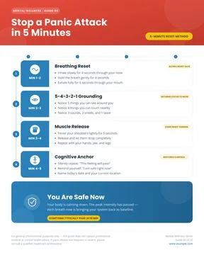 Panic Attack 5 Minute Guide Infographic Vector Anxiety Relief Stock Illustration