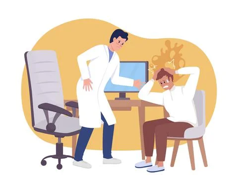 Panic attack at clinic 2D vector isolated illustration Illustrazione stock