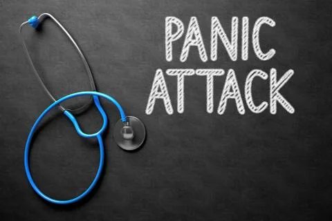 Panic Attack Concept on Chalkboard. 3D Illustration Illustrazione stock