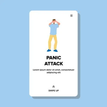 Panic Attack Depressed Man Holding Head Vector 库存插图