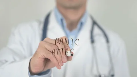 Panic attack, Doctor Writing on Screen Stock Footage 130012902
