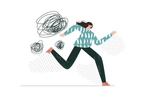 Panic attack fear anxiety scared  phobias mental disorder flat vector abstrac Stock Illustration