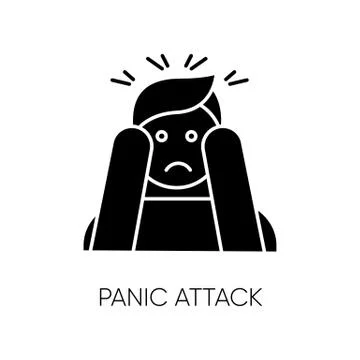 Panic attack glyph icon. Anxiety and depression. Paranoia and phobia. Migrain Stock Illustration