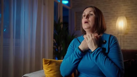 Panic attack at home in the evening Stock-Footage 268327534