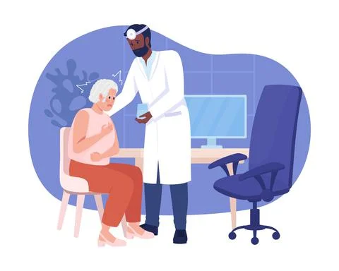 Panic attack at hospital 2D vector isolated illustration 스톡 일러스트