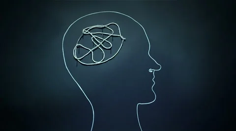 Panic Attack Illustrated with Tightening Rope in the Brain Stock Footage 56918880