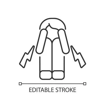 Panic attack linear icon 스톡 일러스트