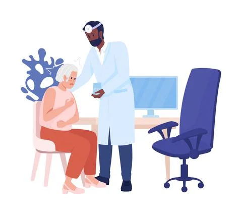 Panic attack at medical appointment semi flat color vector characters 스톡 일러스트