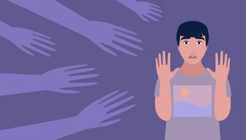 Panic attack, phobia, fear, fright concept Stock Illustration