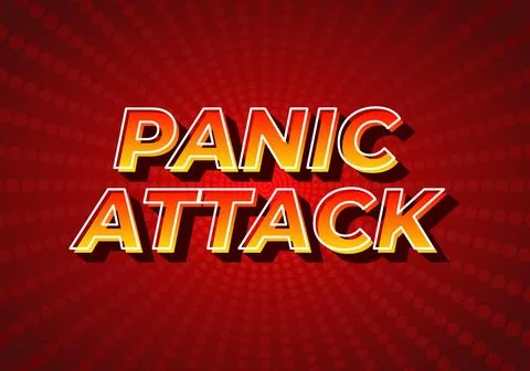 Panic attack. Text effect in 3D style, gradient yellow red color. Dark red .. Stock Illustration