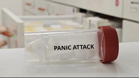 PANIC ATTACK treatment tablets used to reduce acute anxiety and panic symptom Stock Photos