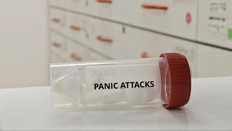 PANIC ATTACKS tablets for reduce acute anxiety episodes and prevent recurrenc Stock Photos