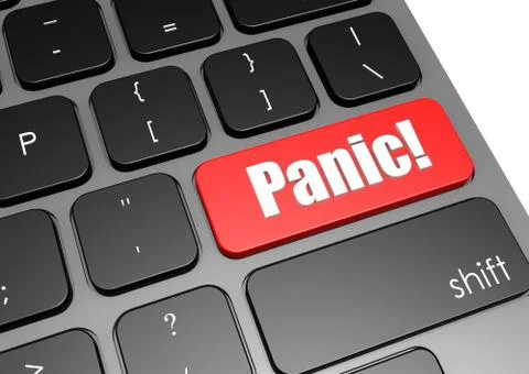 Panic with black keyboard Illustrazione stock