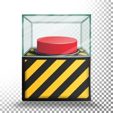 Panic Button Isolated Vector. Red Alarm Shiny Button. Transparent Background Stock Illustration