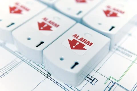 Panic button for office and home. close-up. selective focus. Stock Photos