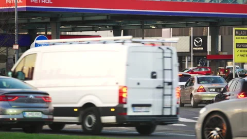 Panic Buying Leads to Massive Fuel Lines Stock Footage 332588643