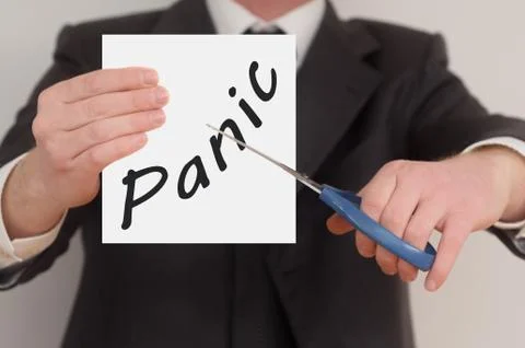 Panic, determined man healing bad emotions Stock Photos