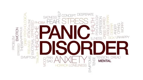 Panic disorder animated word cloud, text design animation. Kinetic typography. Stock Footage 76864974