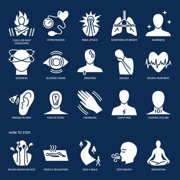Panic disorder glyph icon set Stock Illustration