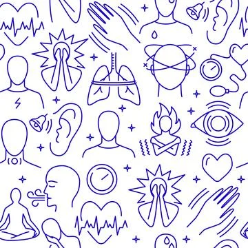 Panic disorder seamless pattern in line style Stock Illustration