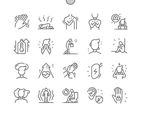 Panic disorder. Tremor and heartache. Pressure increase. Illustrazione stock