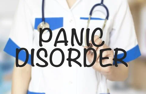 Panic disorder words with marker and doctor's hand Stock Photos