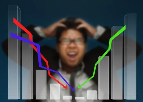 Panic with down arrows Stock Illustration