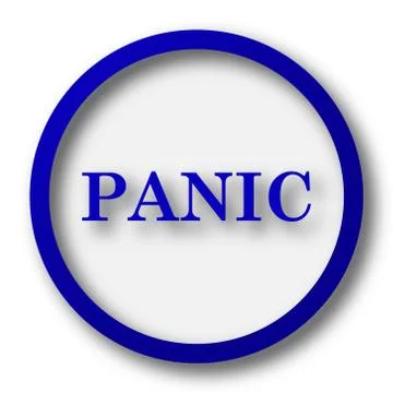 Panic icon. Blue internet button on white background.. Stock Illustration