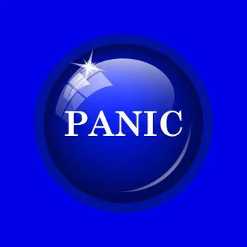 Panic icon. Internet button on blue background. . Illustrazione stock