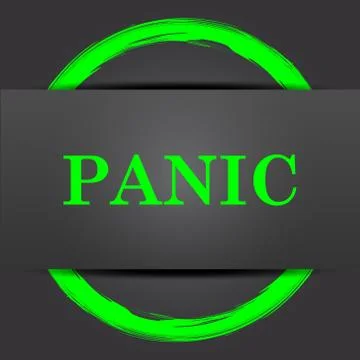 Panic icon. Internet button with green on grey background.. Illustrazione stock