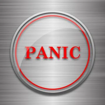 Panic icon. Internet button on metallic background.. Stock Illustration