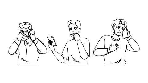 Panic man phone fear vector Stock-Illustration