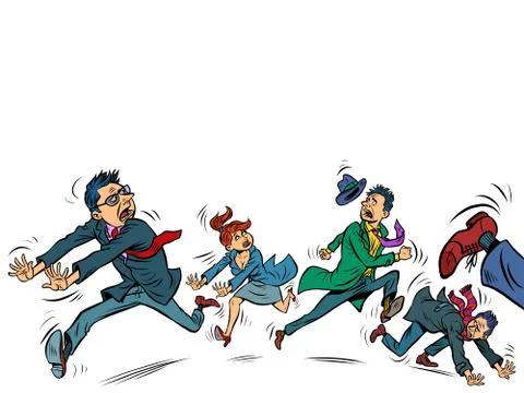 Panic people are running 库存插图