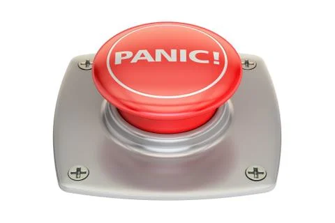 Panic red button, 3D rendering Illustrazione stock