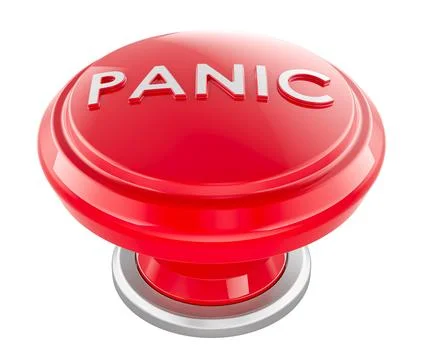 Panic red push button. 3D rendering Stock Illustration