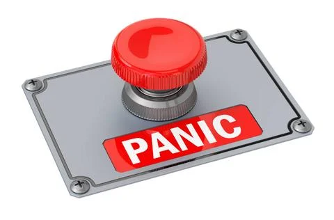 Panic red push button, 3D rendering Panic red push button, 3D rendering is... Foto stock
