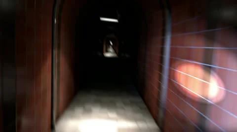 Panic run through a dark corridor Stock Footage 10836993