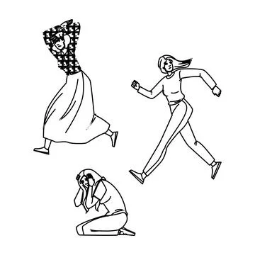 Panic scared woman vector Illustrazione stock