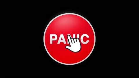 Panic Text Button Click Animation on Black Background and Green Screen Stock Footage 155680722