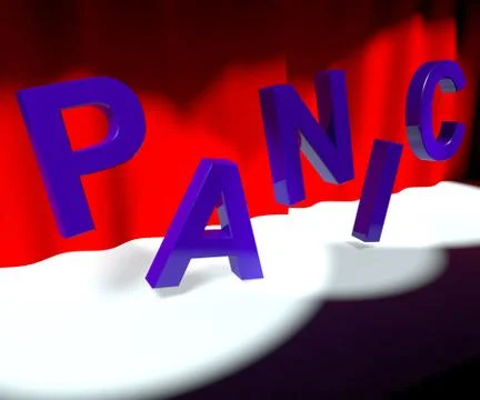 Panic word on stage as symbol for emergency and stress Stockillustratie