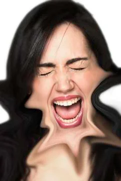 Panicked girl with exploding head Stock Illustration