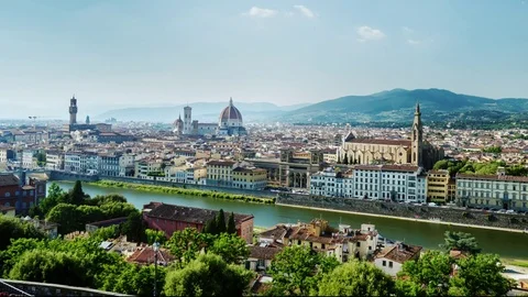 Paning timelapse: The cityscape of Florence, Italy. One of the most beautiful Stock Footage