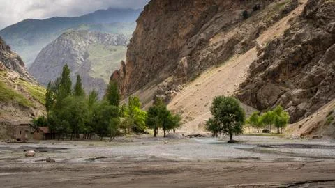 Panjakent River Mountain Stock Photos