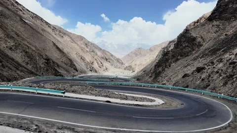 Panjlong Road winding through the mountains of Xinjiang, China Stock Footage 342510932